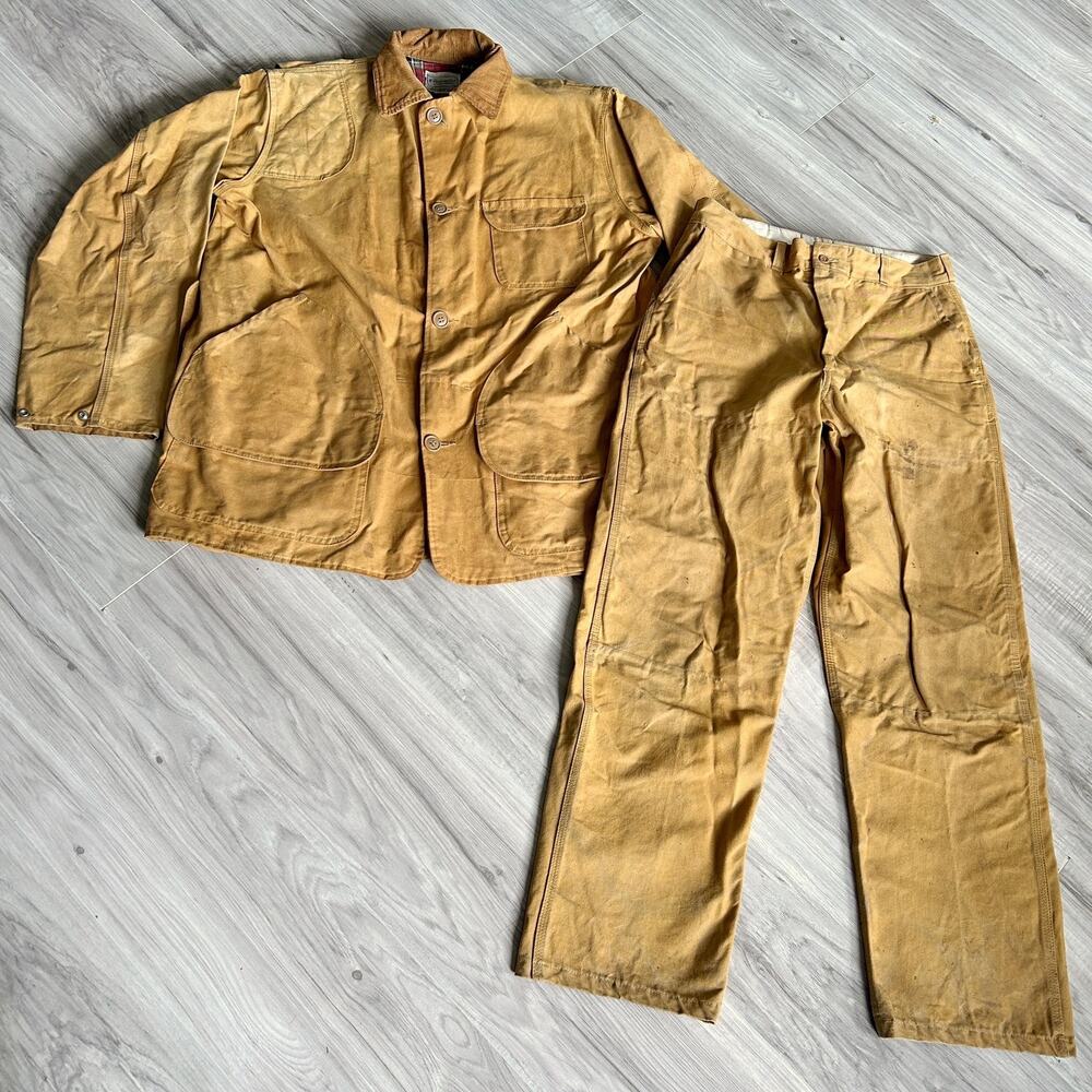 Vintage 60s Hawthorne Western Field Quilted Canvas Corduroy Hunting Jacket Pants